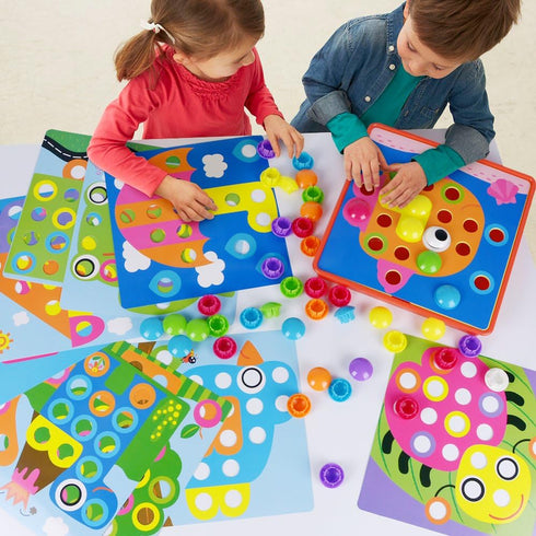 AMOSTING Color Matching Mosaic Pegboard Early Learning Educational Toys for Boys and Girls...