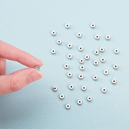 LiQunSweet 100 Pcs 304 Stainless Steel Flat Round Bead Spacers Metal Loose Disc Beads for DIY Bracelet Jewelry Making - 5x2mm...