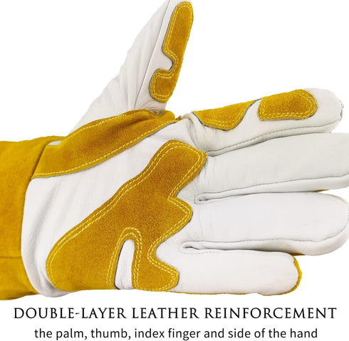 Professional MIG/TIG Welding Gloves extra Large, Reinforced Palm & Thumb & Index Finger, Seamless Forefinger, Top Grain Leather Cowhide, Comfort a...