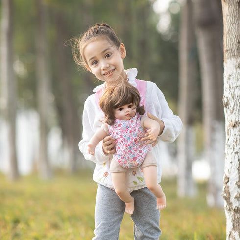 GAGAKU Baby Doll Carrier Stuffed Animal Carrier for Girls Doll Accessory Adjustable Straps for 12 to 24 inch Reborn Baby Dolls - Pink Flowers...
