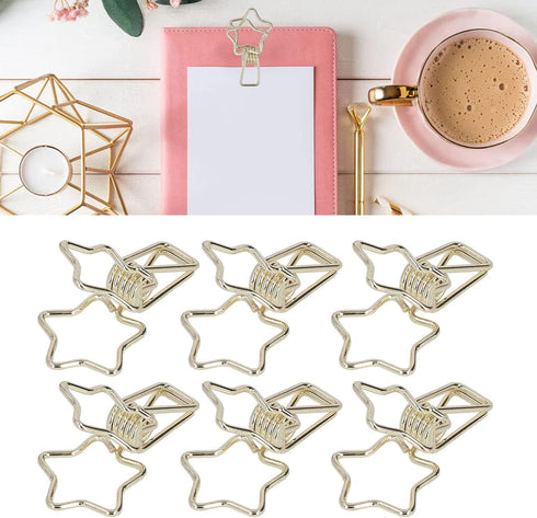 100Pcs Tail Clips, Star Shape Small Clips Decorative Paper Clips for Office School Home Desk Supplies (Gold)...