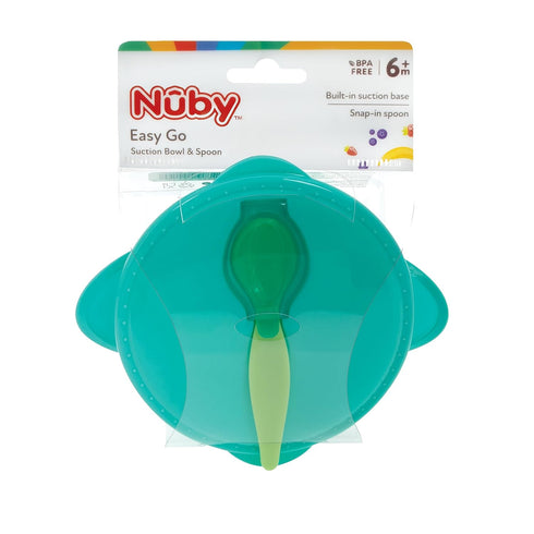 Nuby Easy Go Suction Bowl with Lid and Snap-in Spoon, Colors May Vary...