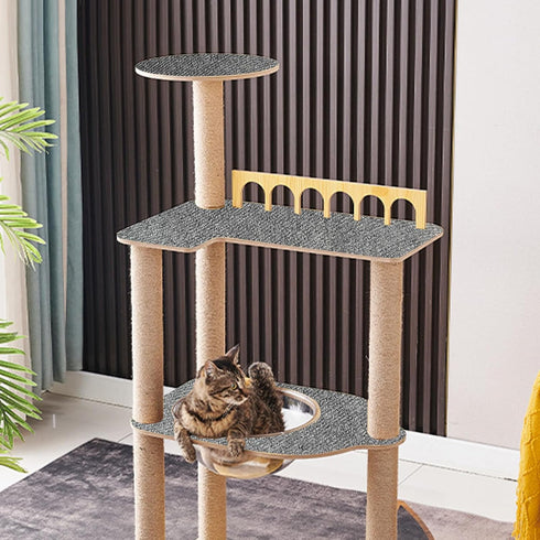 Trimmable Cat Scratching Post Carpet Covered 78.7”x15.8” Self-Adhesive Cat Tree Shelves Replacement Parts Mat Cat Scratcher for Cat Tree Shelf She...