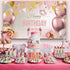 Happy Birthday Decorations Banner Large Rose Gold Balloons Backdrop Theme Poster for Girl Women Birthday Celebration Banner Party Supplies Photo B...