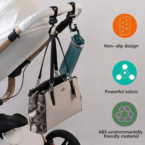 Stroller Hooks, Babyfond 2 Pack of Multifunctional Hooks, 360-degree Rotating Firm Non-Slip Stroller Hook for Buggy, Baby Carrier, Bike Bicycle, C...