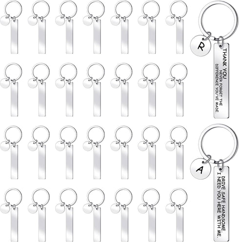 Gisafai 30 Pcs Laser Engraving Stainless Steel Keychain Blanks Engravable Metal Keychains for DIY Crafts Back to School Gifts...