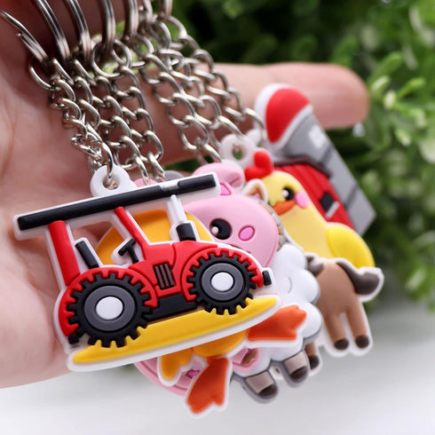 Farm Party Gift keychain 24 Set Keychain Party Favors For Kid Birthday Party Barnyard Farm Animal Keychain For Kid Birthday Party Supplies School ...