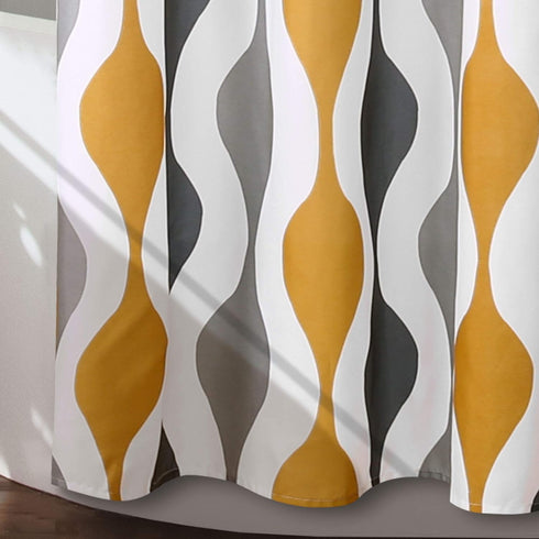 Lush Decor Mid Century Geo Shower Curtain, 72" x 72", Gold & Gray...