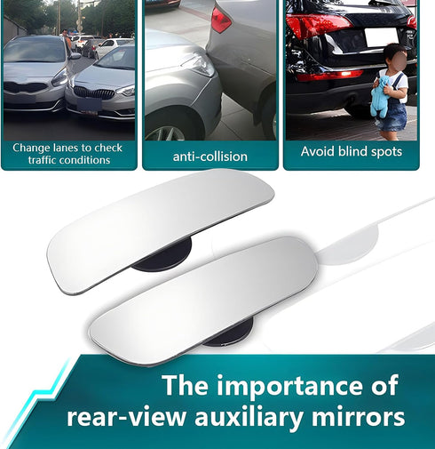 2 PCS Car Rearview Blind Spot Mirror, Adjustable High-definition Rectangular-shaped Mirror, Frameless Wide-angle Convex Mirror, Universal Auxiliar...
