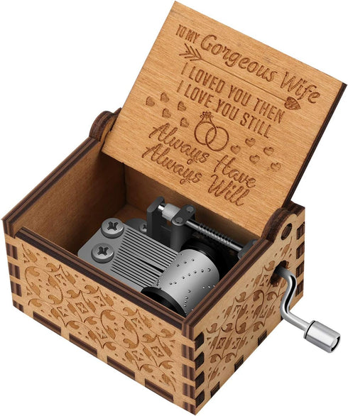 You are My Sunshine Wood Music Boxes,Laser Engraved Vintage Wooden Sunshine Musical Box Gifts for Girlfriend,Boyfriend,Family Friends,On Birthday,...