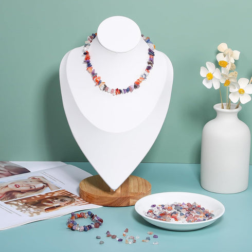 KALLORY 5 Pack Natural Chip Stone Beads Drilled Crystals Beads Gemstone Chip Beads for DIY Jewelry Making Crafting...