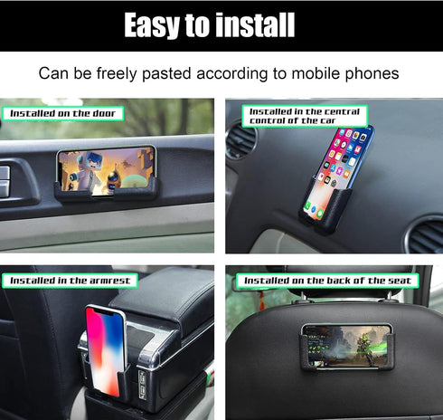 2 PCS Multifunctional Dashboard Phone Mount, Self Adhesive Car Phone Holder, Adjustable Width Car Cell Phone Holder, Car Mobile Phone Bracket (Bla...