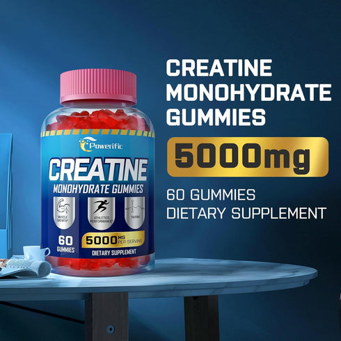 Creatine Monohydrate Gummies for Men & Women, Creatine Pre-Workout Gummies, Taurine&B6, Increase Strength, Energy & Endurance Chewable Creatine Gu...