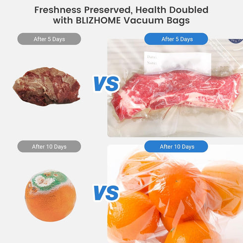BLITZHOME Vacuum Sealer Bags for Food 3 Sizes, 29 Pack Kit with 15Pcs Reusable Sous Vide Bags, 5 Air Valves, 5 Sealing Clips, 4 Clips for Sous Vid...