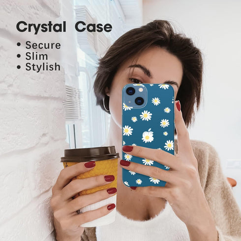 Cute White Small Daisy Floral Case Designed for iPhone 13, Crystal Clear Daisy Flowers Girly Phone Case, Stylish Soft TPU Flexible Cover Shockproo...