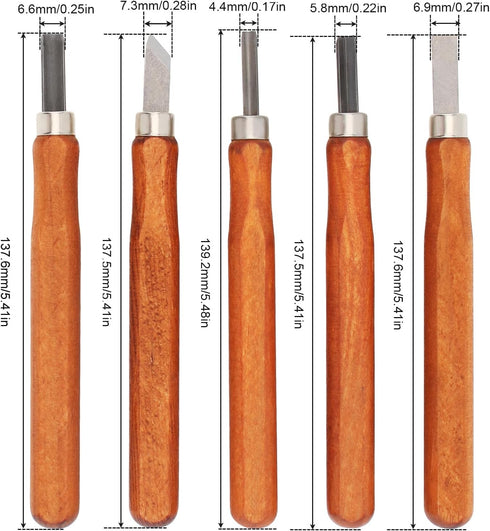 5 Pcs Wood Carving Knife Set, Wood Turning Tools HSS Blades and Quality Wood Handle, Hand Carving Tool Set Wood Lathe Chisel Set for DIY Sculpture...
