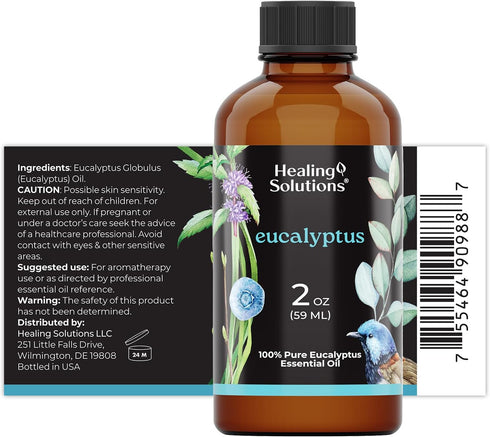 Healing Solutions Eucalyptus Essential Oil - 2 Fluid Ounces...
