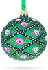 1907 Rose Trellis Royal Egg Green Glass Ball Christmas Ornament 3.25 Inches...