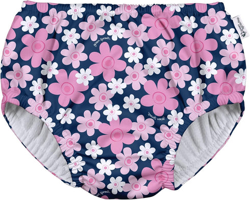 Green Sprouts Baby Girls Pull-Up Reusable and Toddler Swim Diaper, Navy Blooms, 2-3T US...