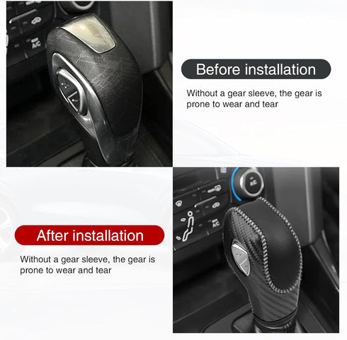 1 PC Car Leather Gear Shift Knob Cover, Automatic Transmission Car Boots Shifter Lever Knob Trim, Compatible with Ford Maverick Esports Mondeo Car...