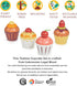 Toys - Teatime Cupcake Set - 4pc Wooden Assorted Decorated Cupcake Playset - Afternook Playset Toy for Children Pretend Kitchen Play - Social and ...