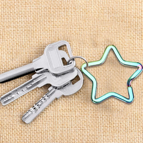 Pentacle Shaped Key Rings, Flat Metal Chain Rings Construction Long Lasting Lightweight Portable Colorful for Fashionable Home Car Office DIY Jewe...