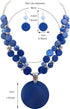 Layered Beads Statement Fashion Necklace Chunky Jewelry Set Big Colorful Glass Stone Circle Shell Pendant Choker Necklace and Earring Set for Wome...