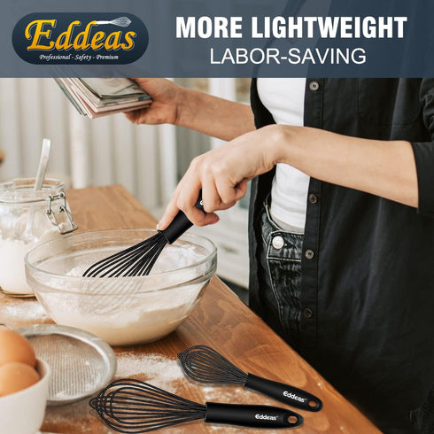 Whisk,Silicone Whisks for Cooking non Scratch Protect your ceramics from sticking to pots and pans.7+9+11in wisk.Perfect for Blending, Whisking, B...