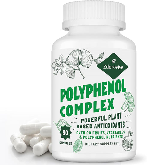 2250 MG Polyphenols Supplement Over 20 Fruits, Vegetables & Polyphenols, Quercetin, Resveratrol, Turmeric, Green Tea, Powerful Antioxidants, Polyp...