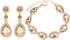 mecresh Flower Teardrop Austrian Champagne Crystal Jewelry Sets for Women or Wedding (1 Set Earring,1PCS Bracelet)...