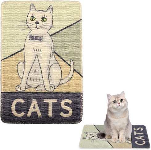 Sisal Cat Scratcher Mat Wall Mounted, 15.7 X 23.6 Inch Natural Sisal Cat Scratch Pad, Durable and Shedding-Resistant Cat Scratching Surface, Prote...