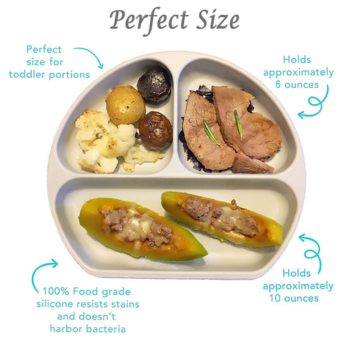 Silicone Suction Plates for Babies, Stick to High Chair Trays and Table, Divided Baby Dishes, Perfect Kids Plates, BPA FREE...