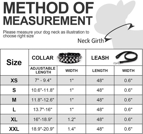 Dog Collars for Medium Dogs with Leash, Epesiri Spiked Dog Collar for Large Dogs, Dog Collar, Studded Rivet Pit Bull Leather Dog Collar Durable Ca...