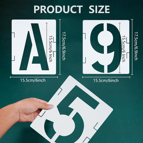 6 Inch Letter Stencils 42 Pcs ReusableTemplates Symbol Numbers Interlocking Stencil Kit Plastic Number Stencils for Wood,Wall,Paper,Fabric,Glass,S...