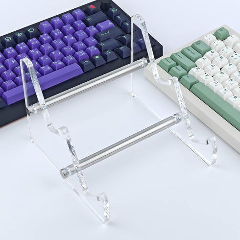 2 Tier Acrylic Keyboard Display Stand, Transparent Clear Keyboard Holder Keyboard Stand for Desktop, Computer Keyboard Stand Acrylic Desk Accessor...