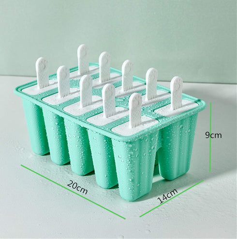 Popsicle Molds 10 Pieces Silicone Ice Pop Molds Popsicle Mold Reusable Easy Release Ice Pop Maker(10 Cavities-Green)...