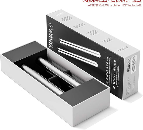 2 Extra Stainless Steel Chill Rods for Your Wine Cooler Set | Design Bar Accessory Men Women...