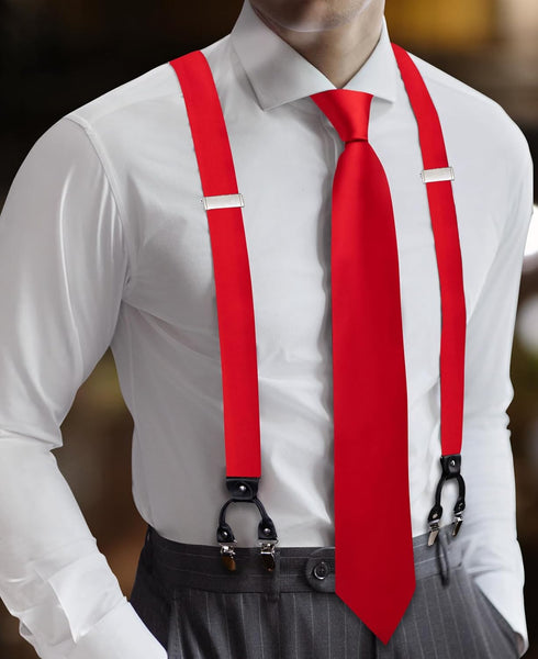 YOHOWA Suspenders for Men Tie Bowtie Set Adjustable Brace Handkerchief Cufflinks Strong Clip Elastic Band Wedding Party...