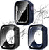 2 Pack 2 in 1 Waterproof Case for Apple watch Series SE SE2 6 5 4 44mm, Straight Edge PC Front & Back Bumper with Tempered Glass Screen Protector ...