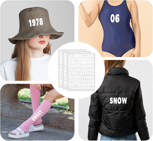 3 Sheets 1 Inch White Iron On Heat Transfer Letters and Numbers 504 Piece Alphabets Numbers Fabric Washable Iron on Letter Patches for Sports Jers...