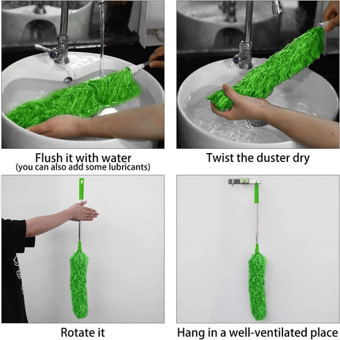 DELUX Microfiber Duster, 100 inches Extendable, Bendable Head, Green...