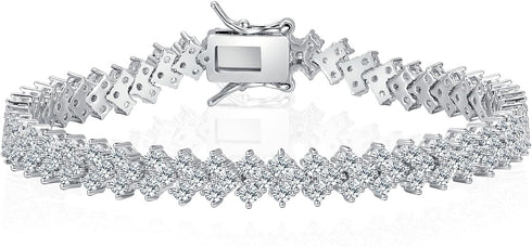 Gemsme Tennis Bracelet for Women 18K White Gold Plated Hypoallergenic 5A+ Cubic Zirconia Bracelets Wedding Party Prom 6.0/6.5/7.0/7.5/8.0 Inch...