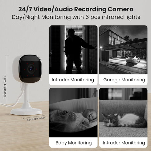WiFi Indoor Camera for Home Security, 24/7 Recording Camera for Office/House/Apartment Surveillance,SD Card/Cloud Storage, 2-Way Audio,Night Visio...