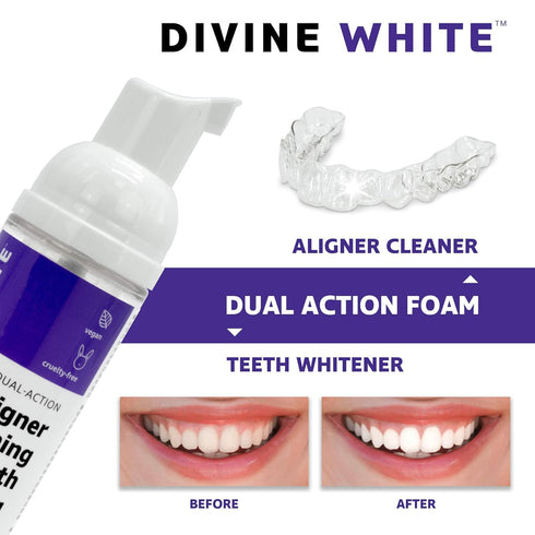 Dual-Action Stain Removal Aligner/retainer Cleaner and Teeth Whitening Foam- Hydrogen Peroxide-Good for Invisalign, ClearCorrect, SmileDirectClub,...