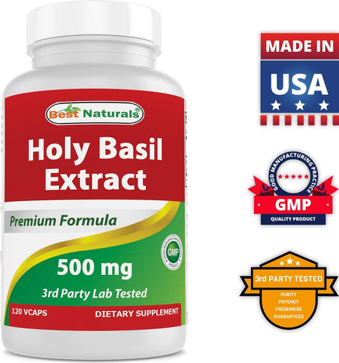 Best Naturals Holy Basil Stress Management 500 mg 120 Veggie Capsules...