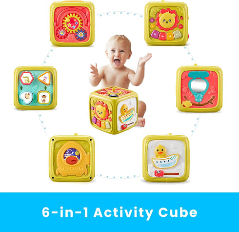 PlenPLAY 6-in-1 Activity Cube for Babies and Toddlers – Baby Toys 12-18 Months – Activity Cube for 1 Year Old – Perfect Car Seat Travel Toys for T...