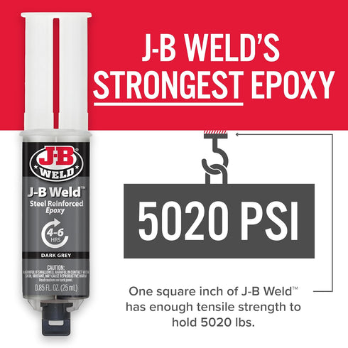 J-B Weld Original Steel Reinforced Epoxy Syringe, High Strength, 2 Pack, Dark Grey, 50165-2...