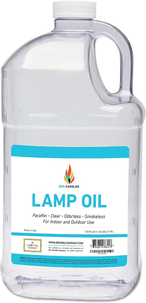 The Dreidel Company Liquid Paraffin Lamp Oil - 1 Gallon - Smokeless, Odorless, Ultra Clean Burning Fuel - Torch Fuel for Indoor and Outdoor Use- M...