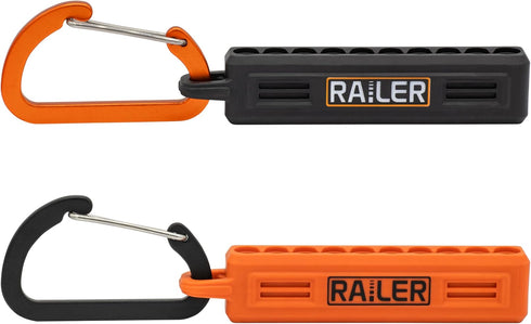 Screwdriver Bit Holder Storage Organizer – Railer 10-Hole Black and Orange Bit Holder with Carabiner - 2 Pack...
