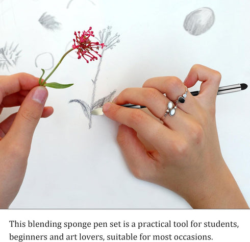 4Pcs Sketch Blending Sponge Pens, Double Headed, Washable and Reusable Blending Stump Drawing Art Blenders for Artists, Ideal for Highlighting, Sh...